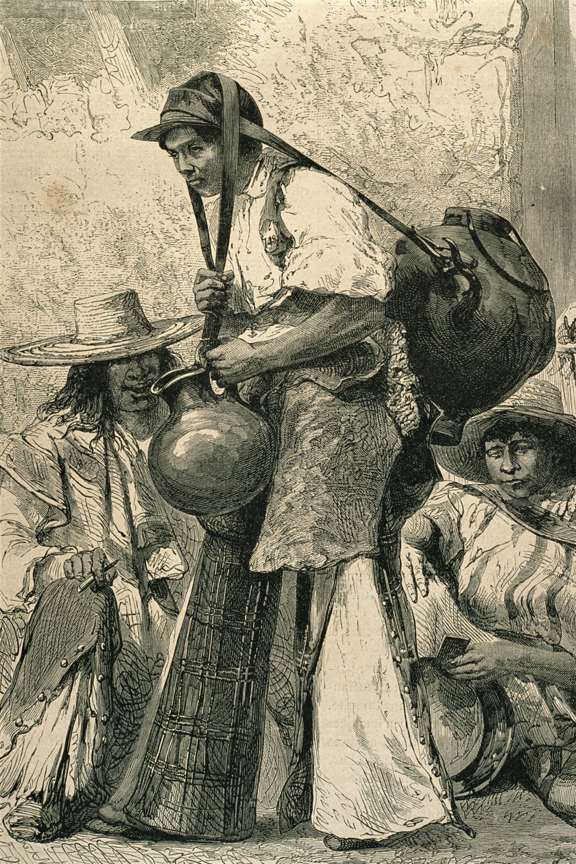 1860年代墨西哥城的农民（雕刻） 作者 法语学校