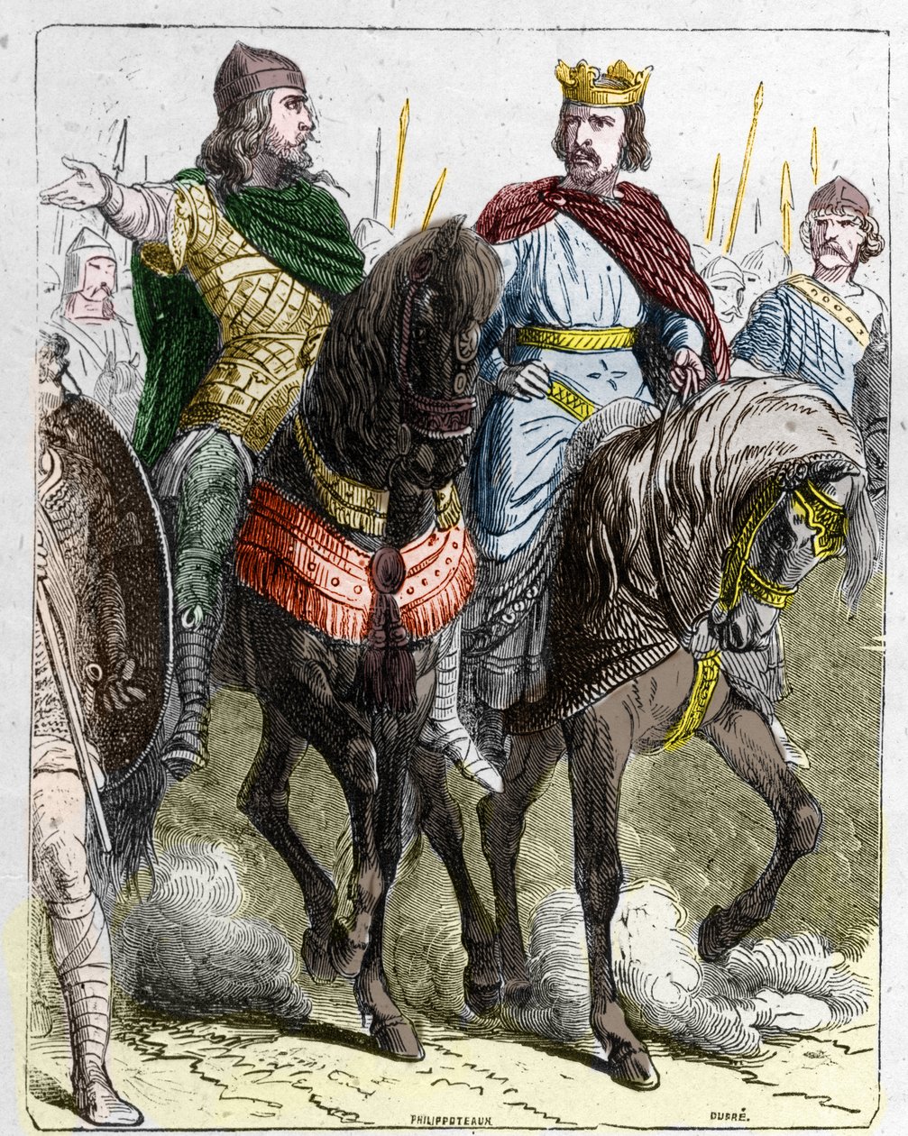 Pepin II de Herstal, known as Pepin le Gros or Pepin le Jeune (645 -714) with Clovis III, king of the Francs from 691 to 695. 作者 法语学校