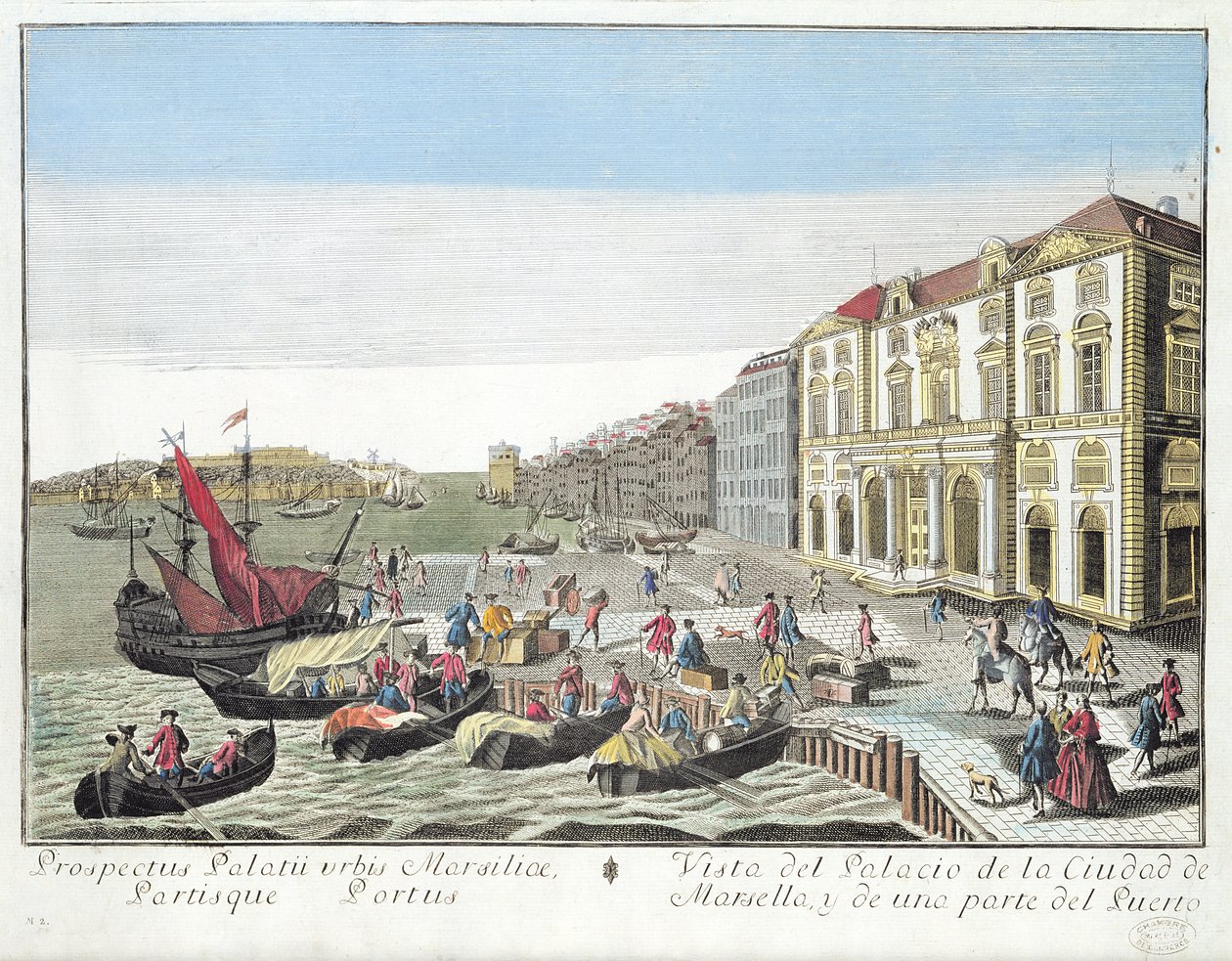 市政厅的透视图和一部分的港口在马赛，c.1770 作者 法语学校