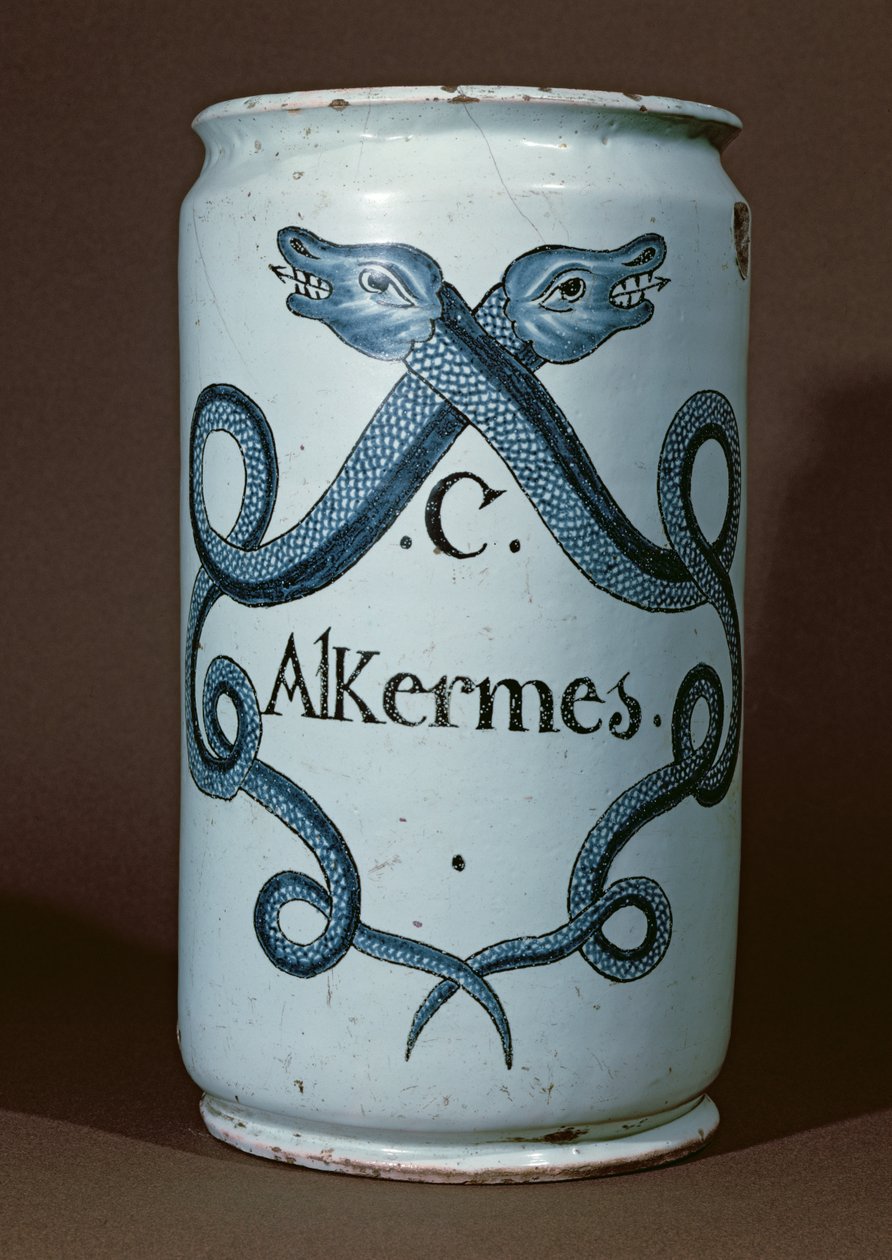 用于烯烃的药用罐，来自Rouen，c.1770（陶瓷） 作者 法语学校