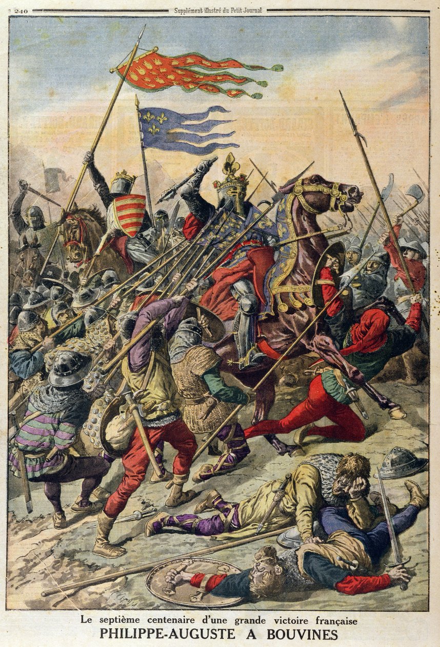 Philippe-Auguste（1165-1223）在Bouvines，来自Le Petit Journal的插图，1914年7月27日 作者 法语学校