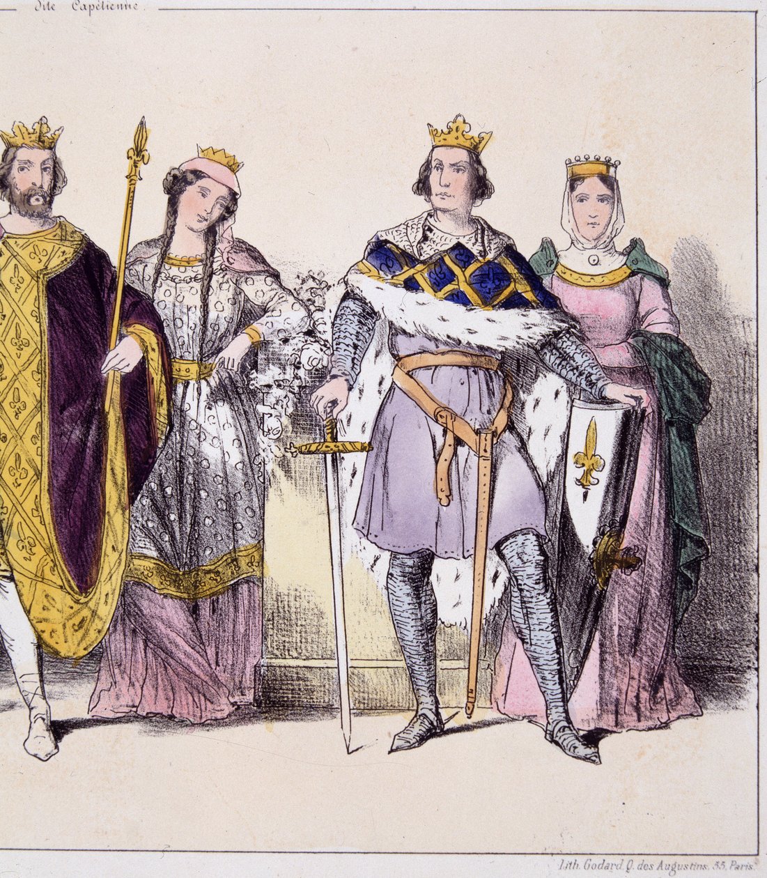 菲利普·奥古斯特 (Philippe Auguste) 和伊莎贝尔·德·埃诺 (Isabelle de Hainaut) - 在“法国君主制 en estampes”中 作者 法语学校