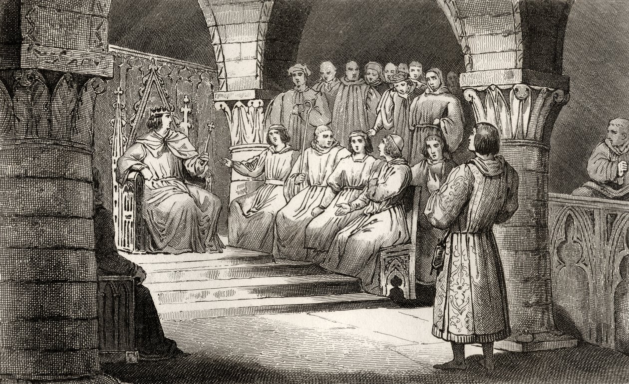 Philippe V（1293-1322）Tall和美国将军拒绝接受Jeanne II的伪装，来自Colart的“Histoire de France”，出版于1840年 作者 法语学校