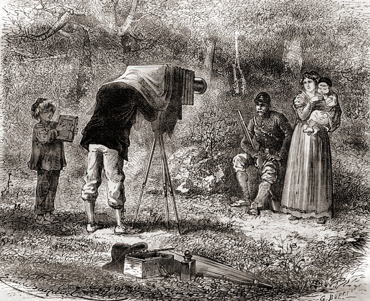 19 世纪的摄影作品，来自 Les Merveilles de la Science，约 1870 年出版（版画） 作者 法语学校