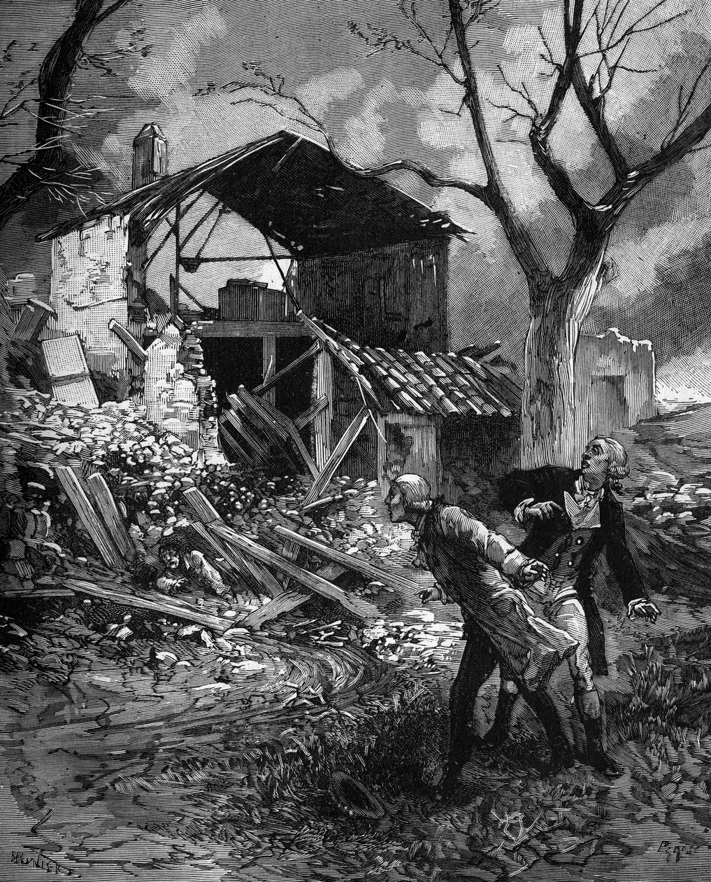 皮埃尔-路易斯-杜隆（1785-1838）法国化学家和物理学家，在一次新的爆炸物实验后。 作者 法语学校