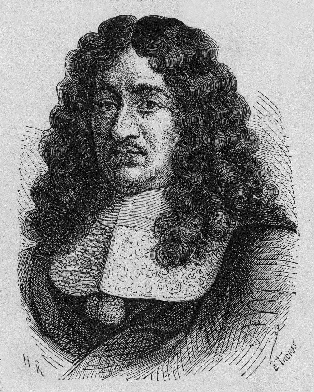 皮埃尔·保罗·里凯（Pierre Paul Riquet，1609？-1680）法国商人，他是工人权利的先驱，他设计并资助了南运河，雕刻 作者 法语学校
