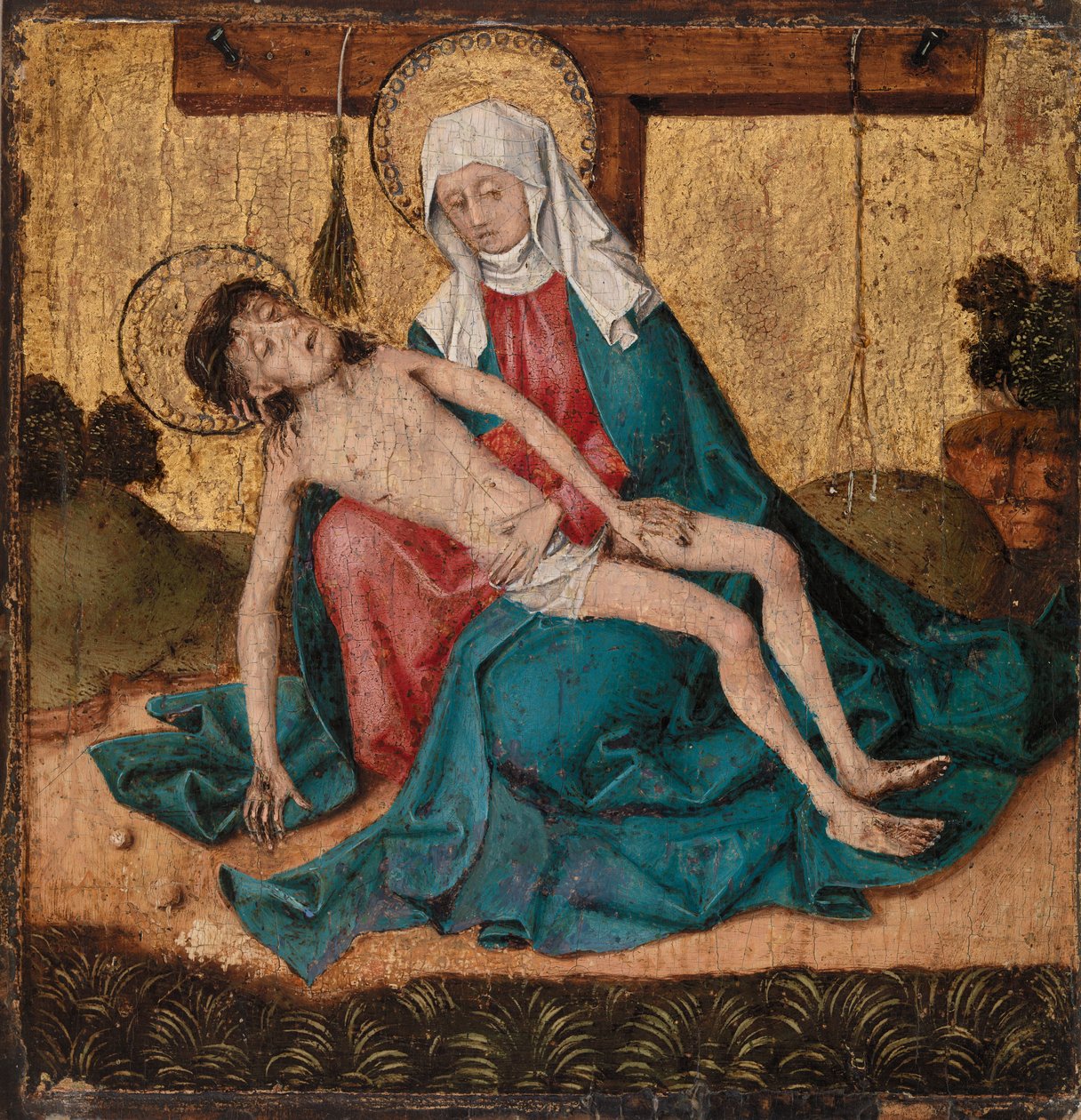 Pieta（面板上的蛋彩画和金箔） 作者 法语学校
