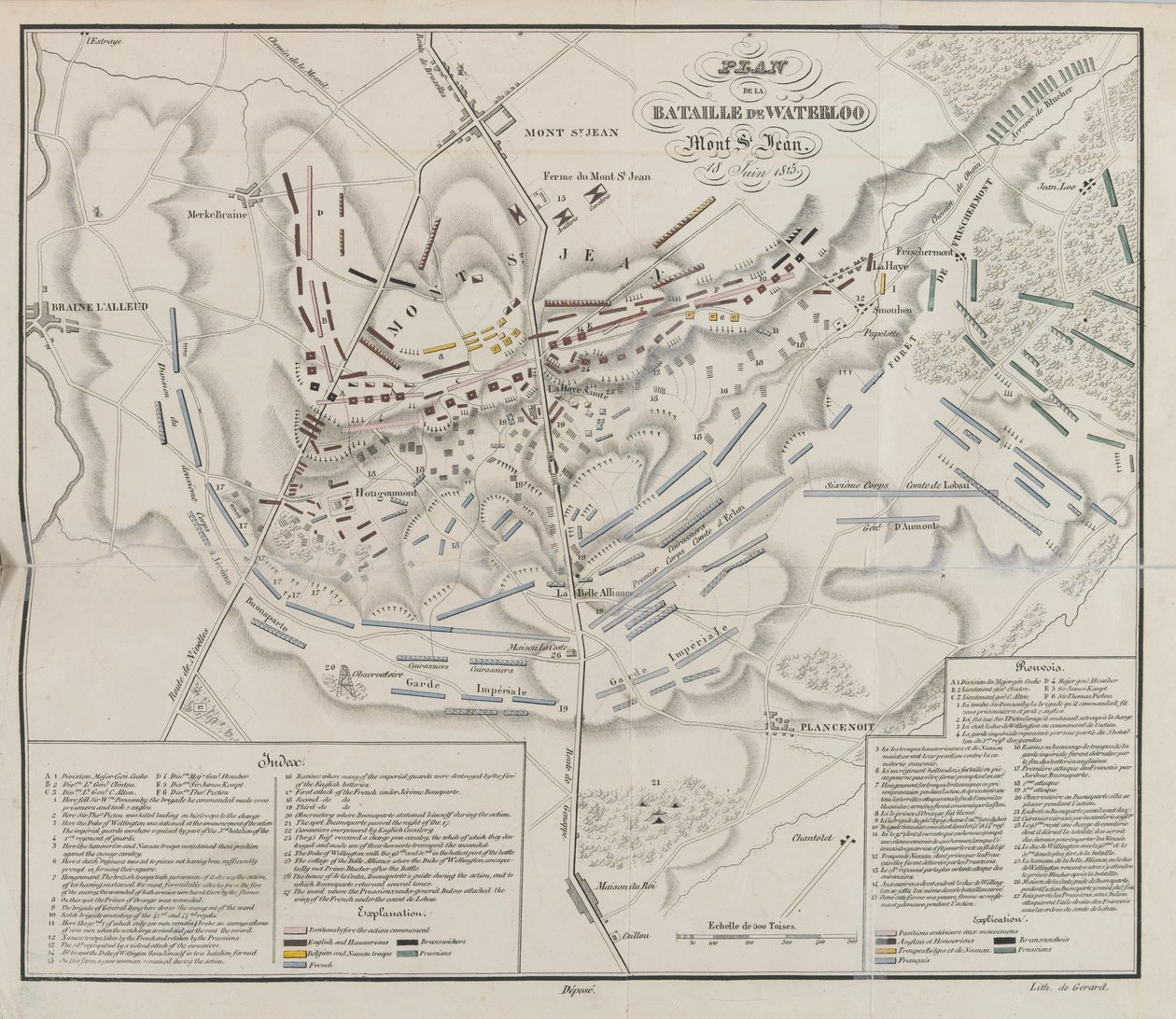 Plan de la Bataille de Waterloo, Mont St Jean 作者 法语学校