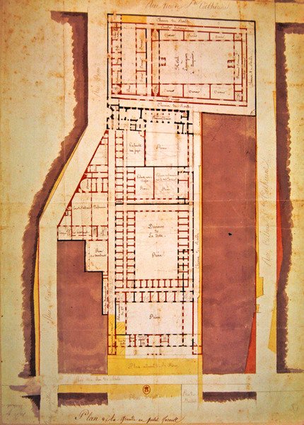 巴黎西西里国王街的大小军监狱计划（纸上水墨） 作者 法语学校