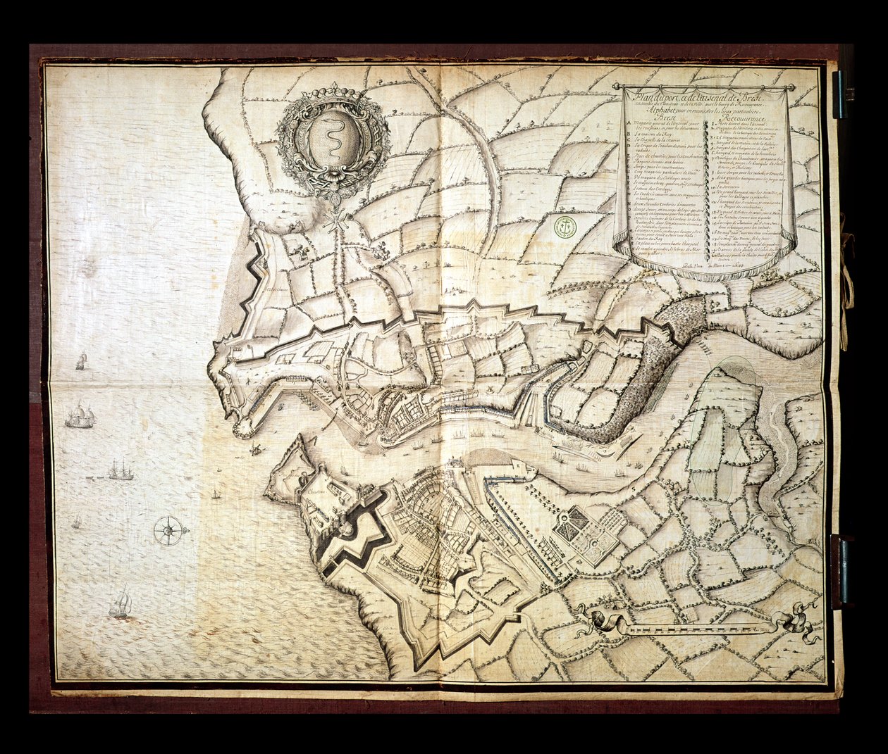 布达雷斯港口和阿森纳计划，1676年（笔和墨水和纸上的wc） 作者 法语学校