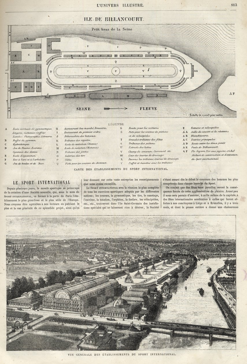 1869年必须在比兰库尔岛建立的国际体育的计划--1869年比兰库尔岛的国际体育的建立的总视图 作者 法语学校