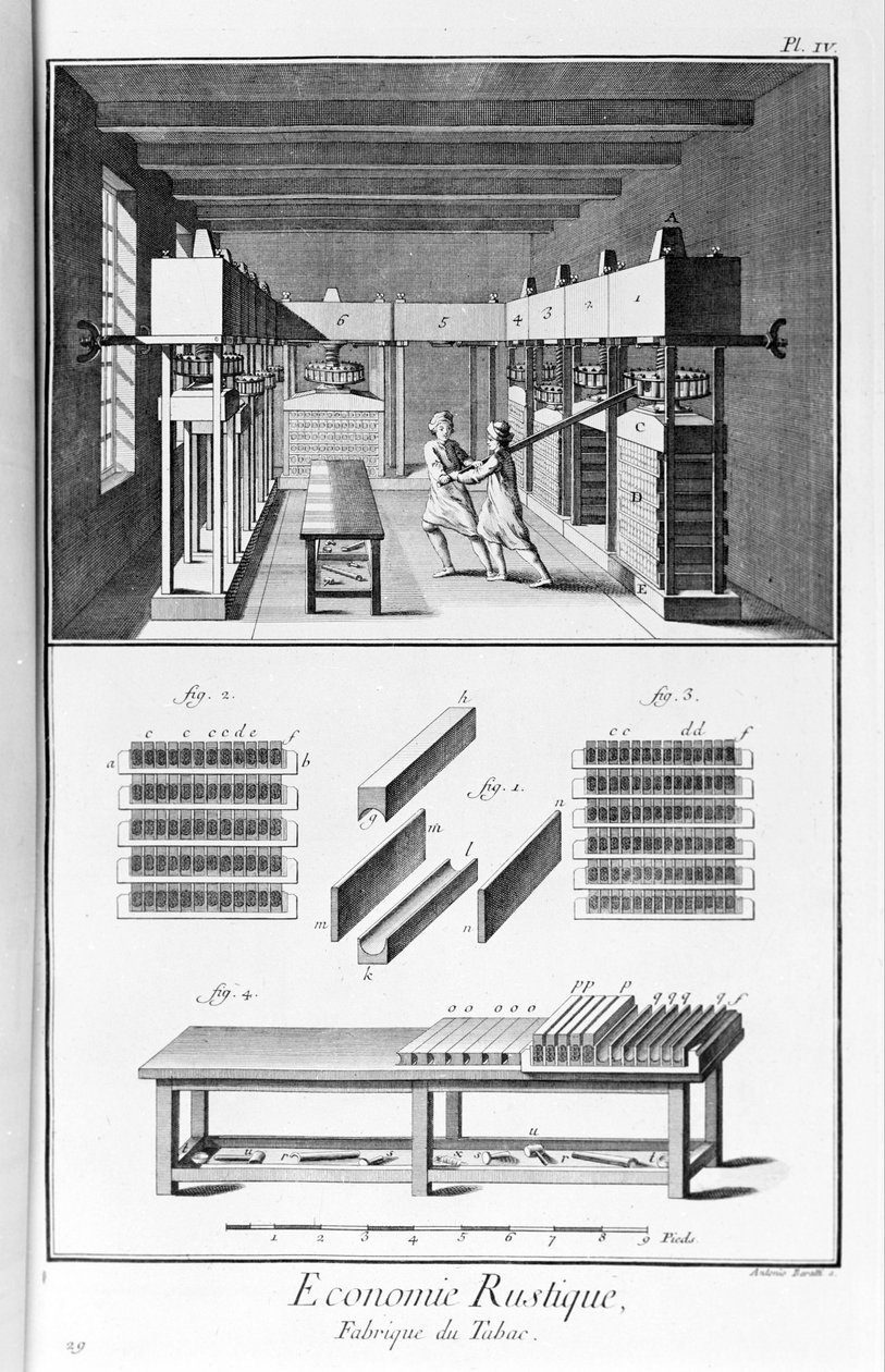 Plate representing a tobacco factory. Manufacture de Tabac - L