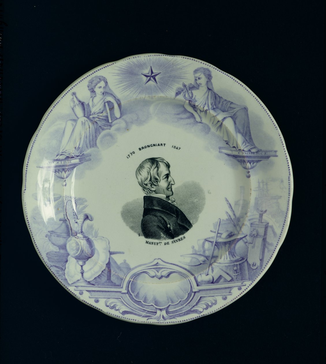 板块与亚历山大Brongniart（1770-1847）（陶瓷）的肖像 作者 法语学校