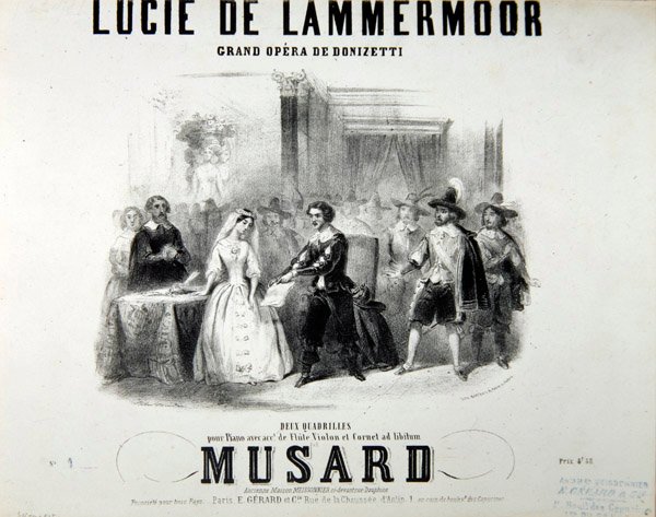 歌剧Lucie de Lammermoor的戏剧，作者：Gaetano Donizetti（1797-1848）由Bertauts印刷 作者 法语学校
