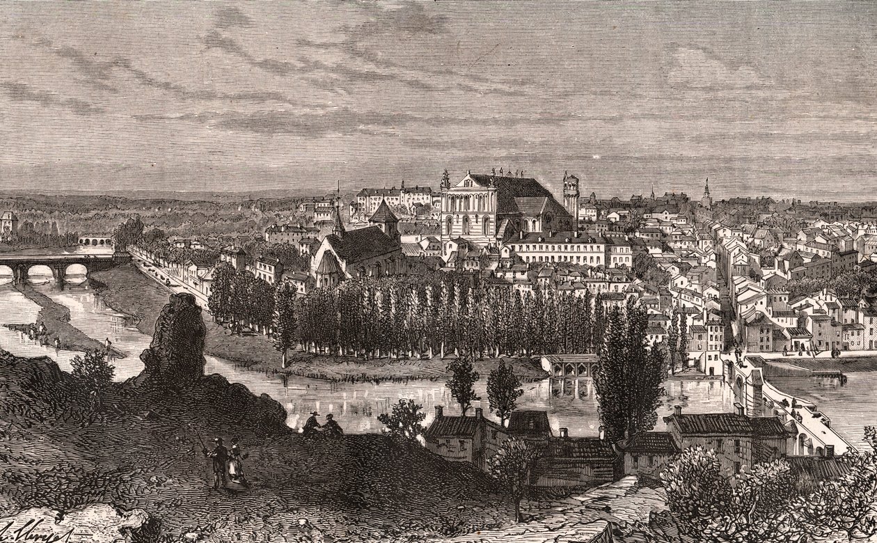 Poitiers - engraving in “La France illustree: geographie, histoire, administration statistique” by V.A. Malt-Brown. 1884 作者 法语学校