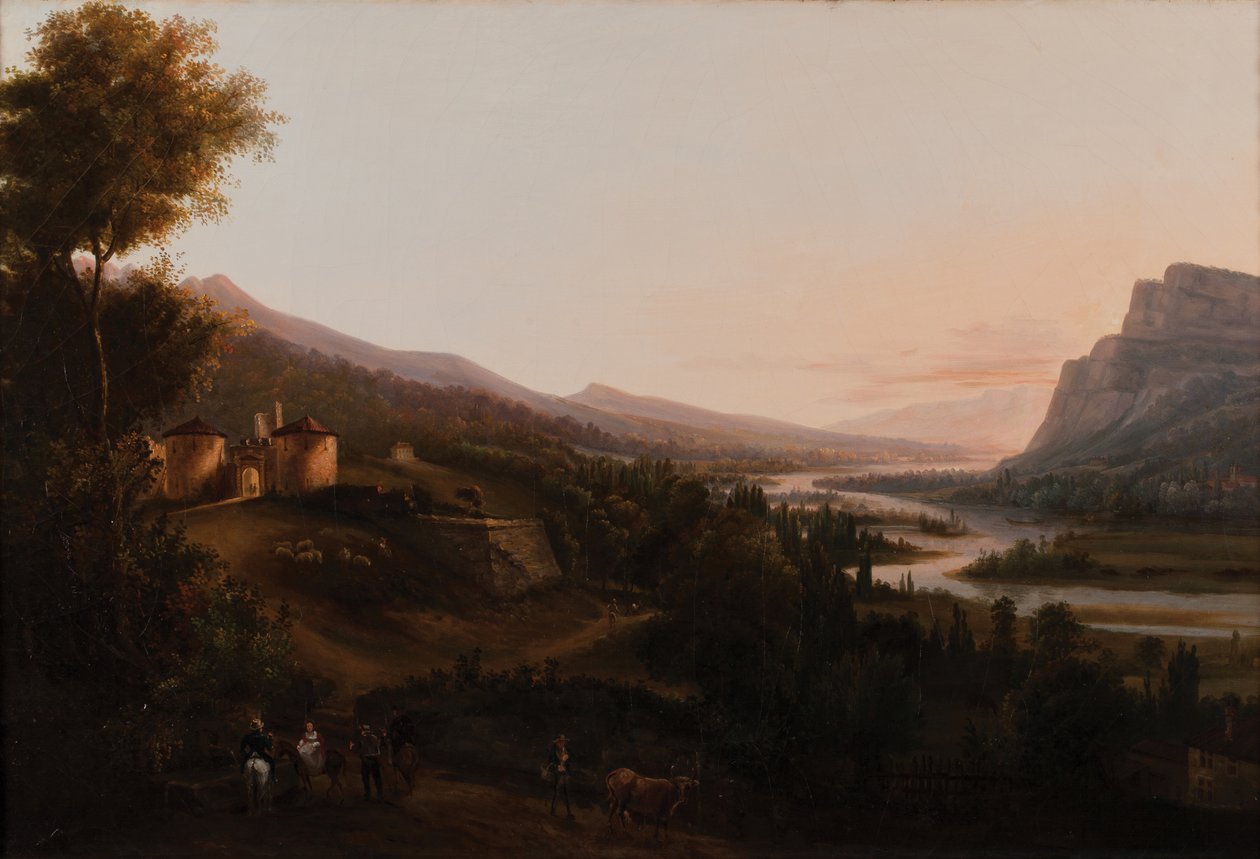 蓬查拉山谷或伊泽尔山谷，巴亚尔城堡 1800 1850（布面油画） 作者 法语学校