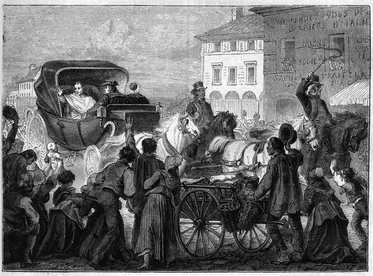 教皇庇护七世（PIO PIUS）（1742-1823）于4月4日离开巴黎。 作者 法语学校