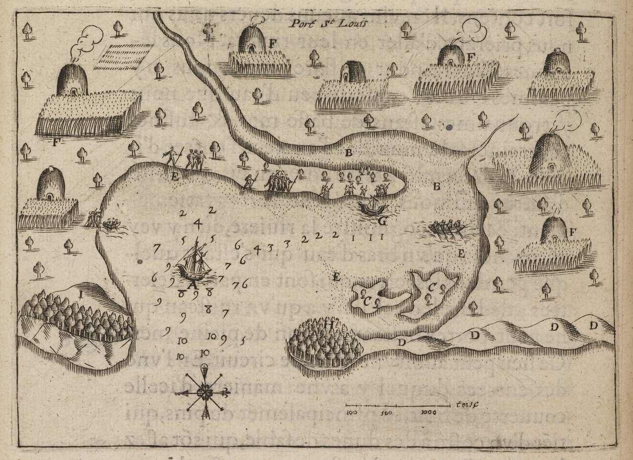 圣路易斯港，塞缪尔-德-尚普兰的 "Les Voyages du Sieur de Champlain... 作者 法语学校