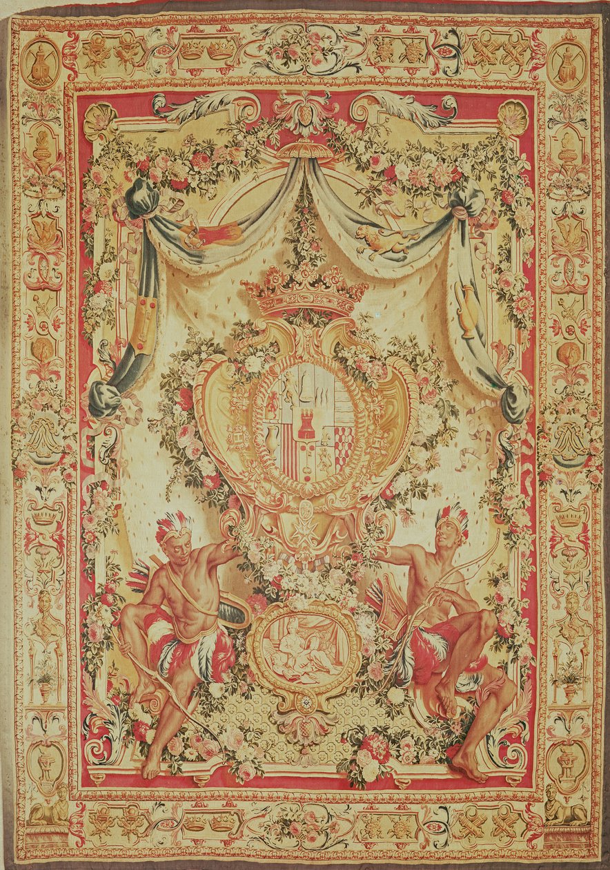 Portiere与Louis-Antoine de Pardaillan de Gondrin，Antin公爵，Gobelins工厂的徽章，1708-36 作者 法语学校