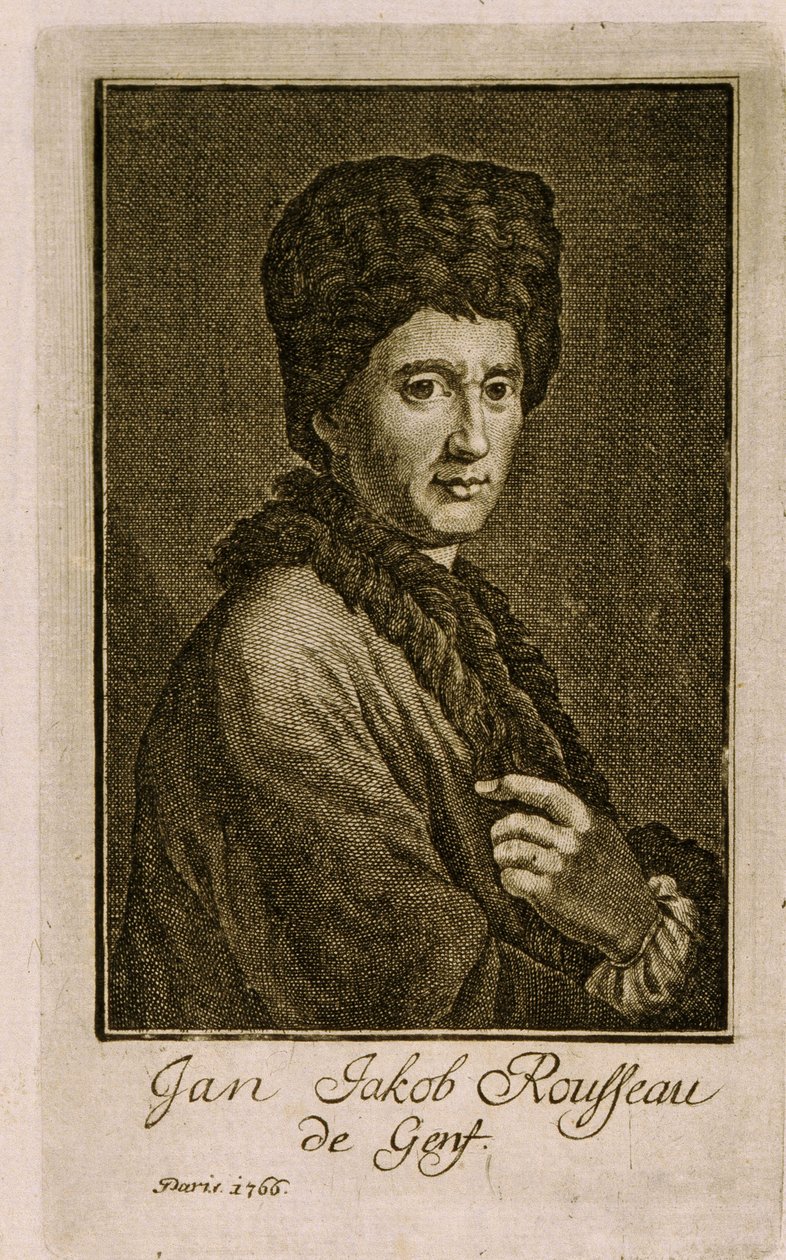 让-雅克-卢梭（1712-1778 年）肖像。佚名作品，1766 年雕刻。法国艺术 作者 法语学校