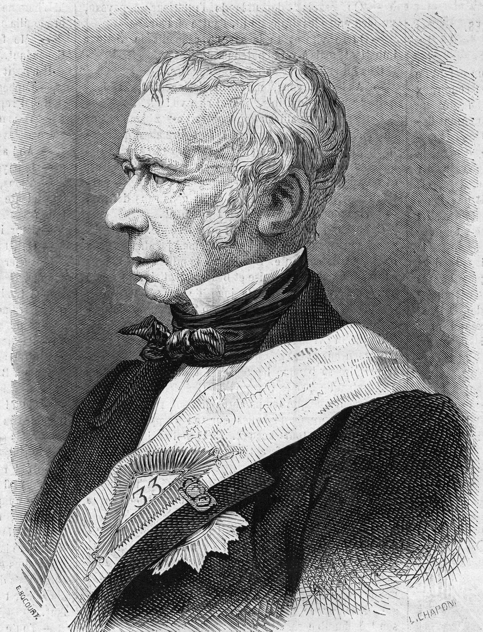 让-庞斯-纪尧姆-维纳特（1777-1868）的肖像，法国政治家、诗人和剧作家，法国学院成员。1868年7月4日在《世界画报》第586期上的版画。 作者 法语学校