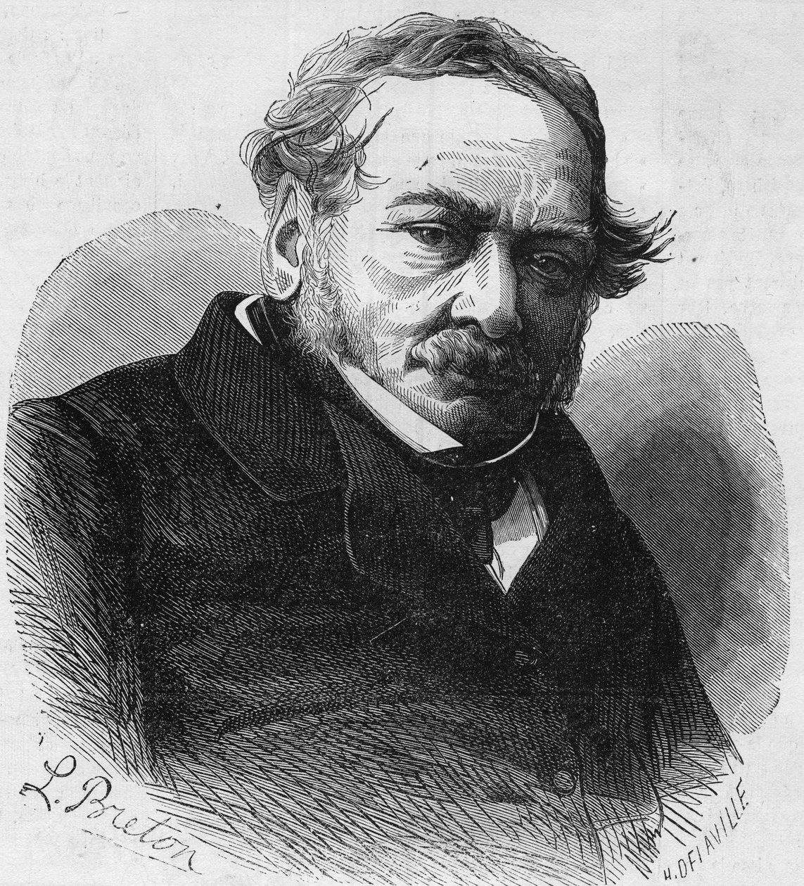 保罗-德科克（1793-1871）的画像，法国小说家和剧作家。1868年10月17日《世界画报》第601期上的版画。 作者 法语学校