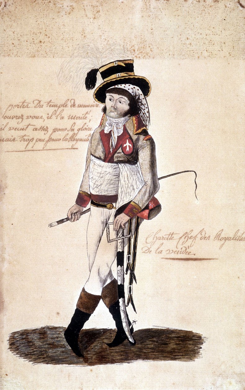 弗朗索瓦-阿塔纳斯（Francois-Athanase）-德-沙雷特-德拉康特里（1763-1796）的全身画像，旺代的保皇党领袖--南特多布瑞博物馆 作者 法语学校