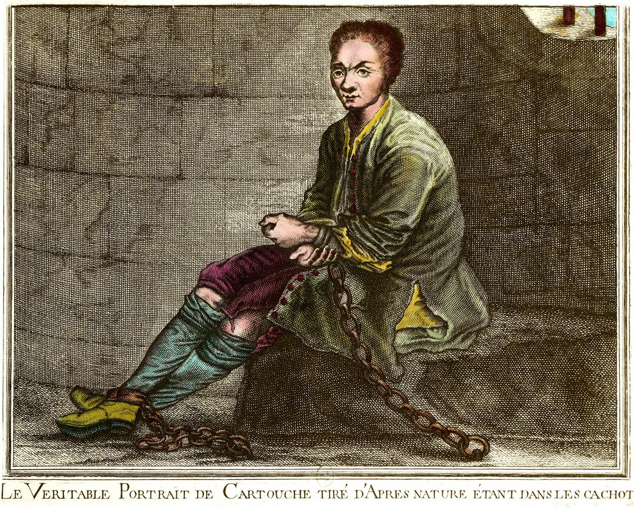 路易斯-多米尼克-卡里奇（1693-1721）在地牢中的肖像 18世纪的版画 私人收藏 作者 法语学校