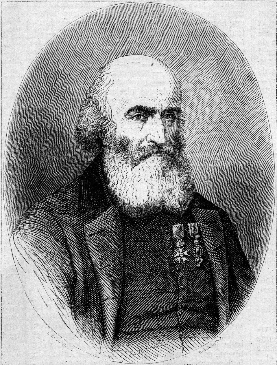 弗朗索瓦-布尔加德神父（1806-1866）的肖像，迦太基（突尼斯）圣路易教堂的查莫尼。1862年2月1日《世界画报》第251期的版画。 作者 法语学校