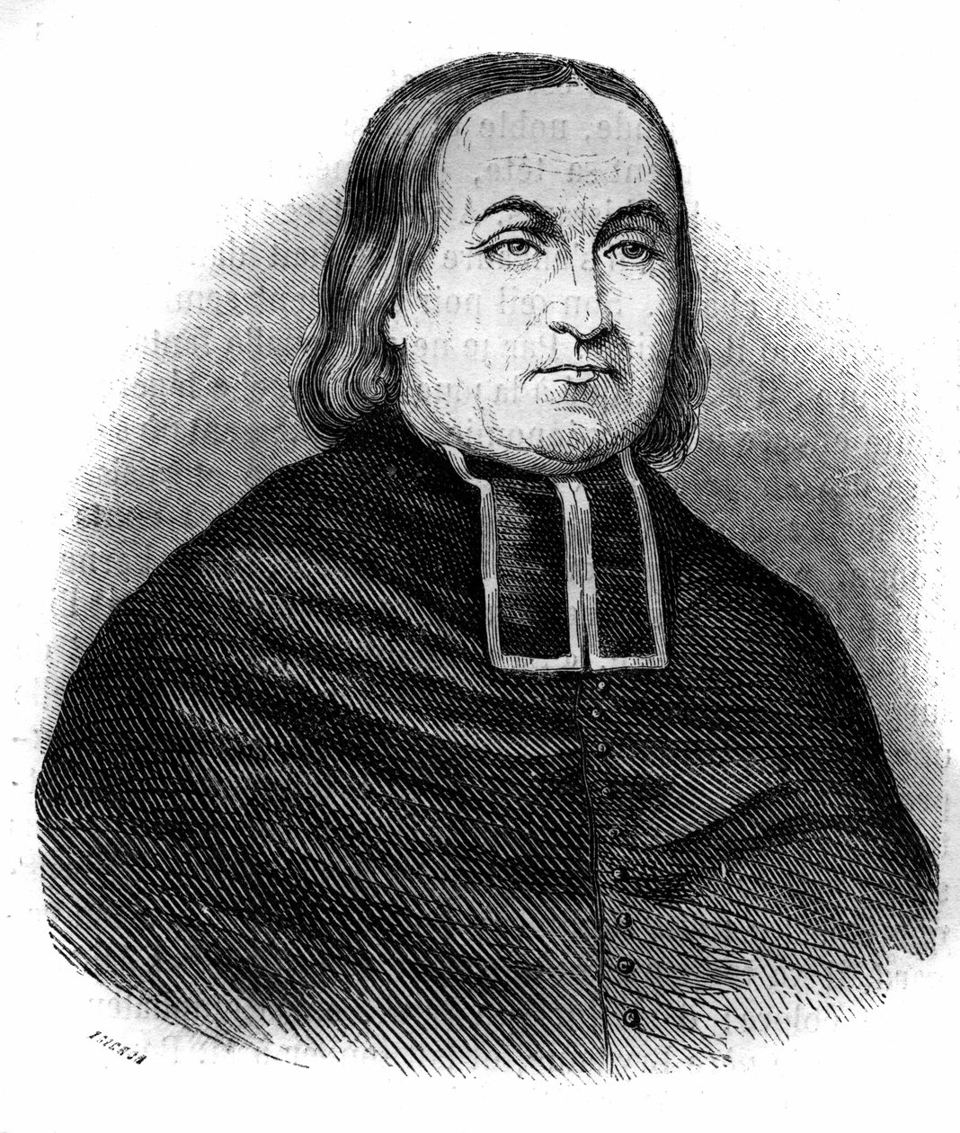 Abbe Theodore Combalot（1798-1873）的肖像，法国教会人士，"圣母升天会 "的创始人。1852年的雕版画。 作者 法语学校