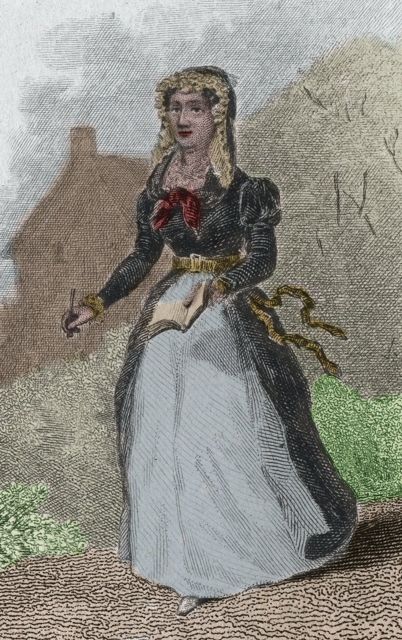 阿德莱德-吉列（Adelaide Gillette）-杜夫雷努瓦（1765-1825）法国女诗人的画像。1876年的雕版画。 作者 法语学校