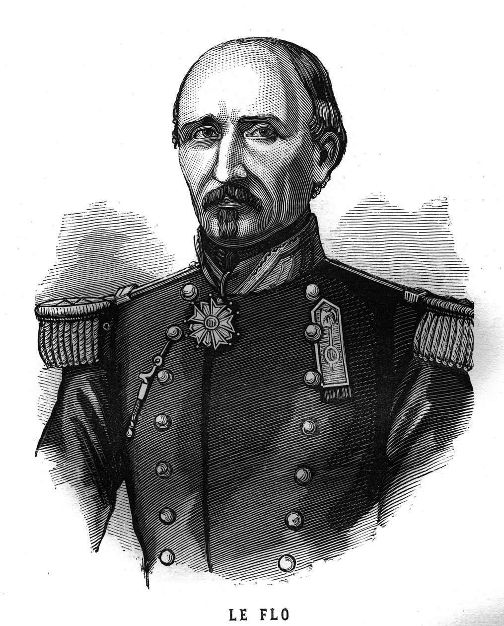 阿道夫-勒弗洛（1804-1887）的画像，法国军队的将军和政治家。雕刻在 "1789-1880年法国军队插图 "中。 作者 法语学校