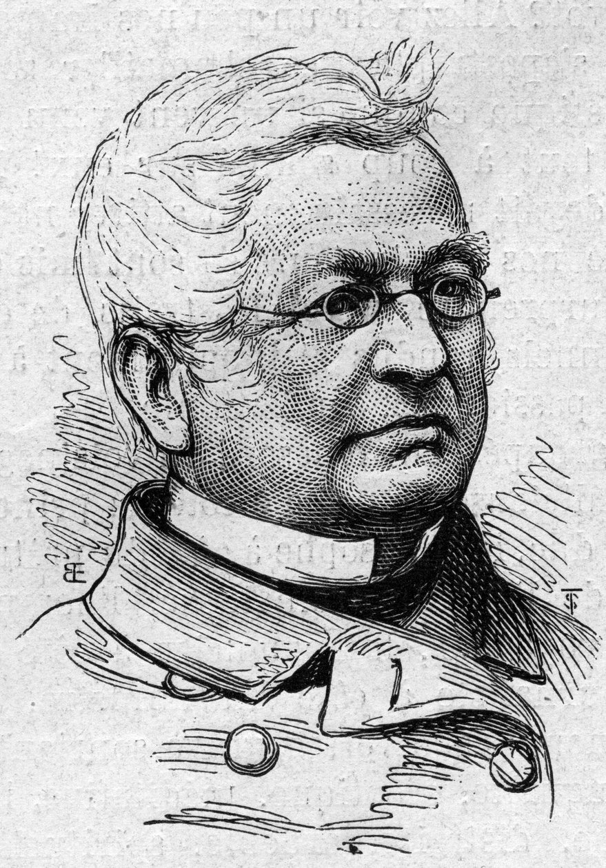 阿道夫-梯也尔（1797-1877）的画像，法国政治家、历史学家和学者。1874年3月14日《世界画报》第883期的版画。 作者 法语学校