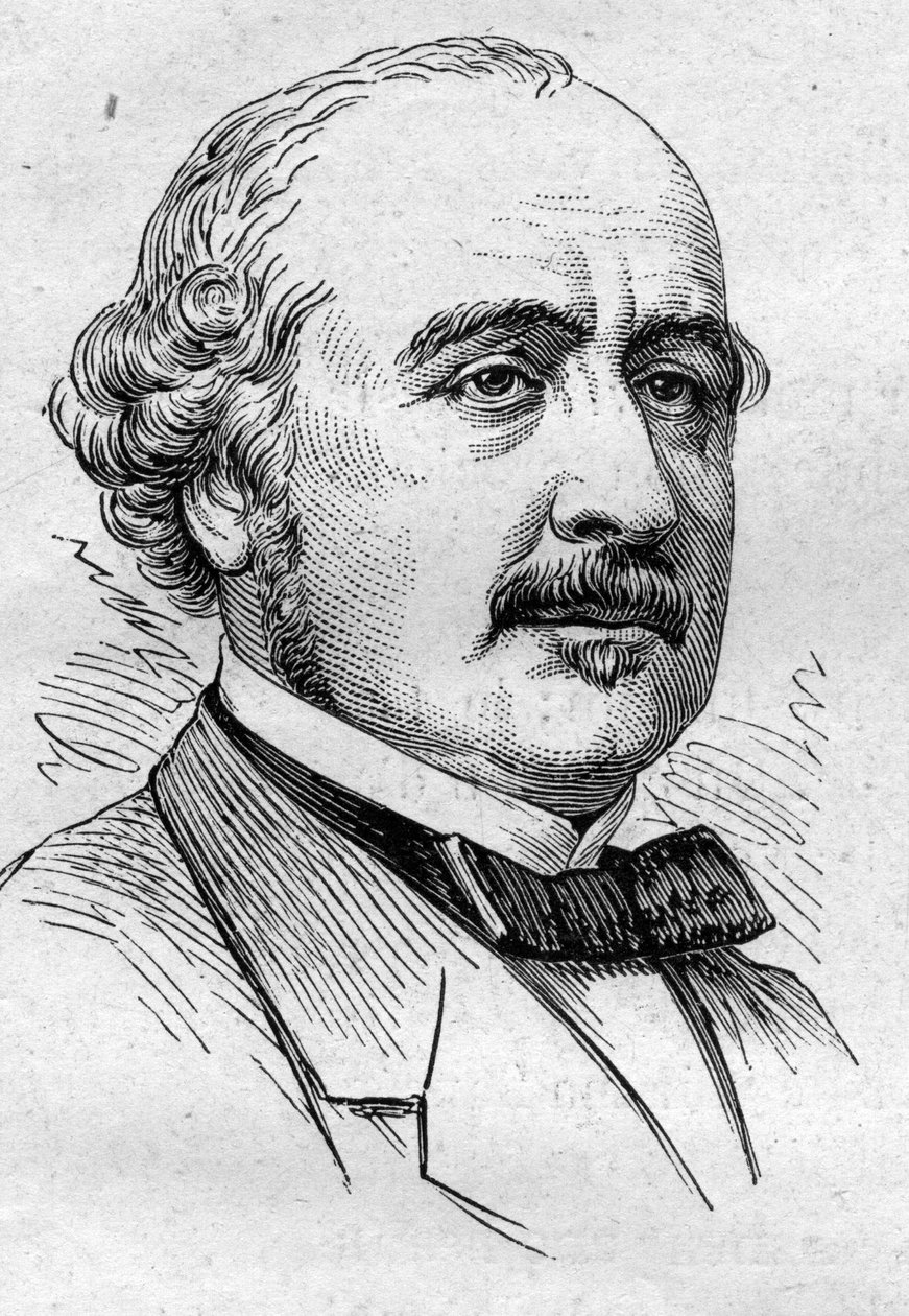 阿尔伯特-德-布罗格利（1821-1901）的肖像，法国政治家、外交家、历史学家、散文家和学者。1874年3月14日《世界画报》第883期的版画。 作者 法语学校