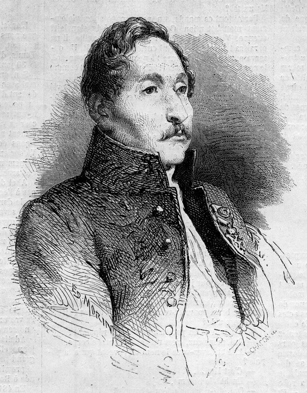 亚历山大-丹尼斯-阿贝尔-德-普约尔（1787-1861）的肖像，法国画家。1861年10月12日《世界画报》第235期上的版画。 作者 法语学校