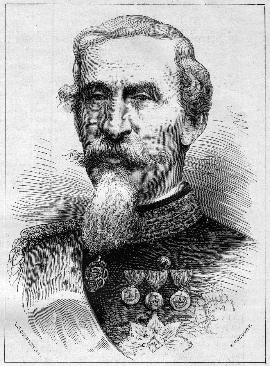 阿方索-费雷罗-德拉马尔莫拉（Lamarmora）（1804 - 1878）将军和意大利政治家的画像。雕刻于1878年1月19日的《世界画报》第1085期。 作者 法语学校