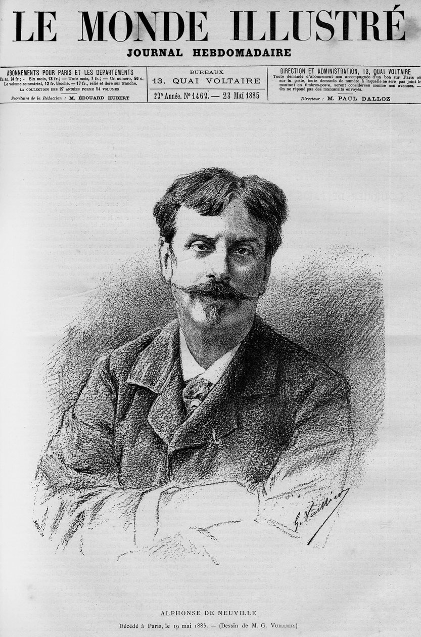 阿尔方斯-德纽维尔（1835-1885）的肖像，法国画家和漫画家，载于《图画世界》1885年 作者 法语学校