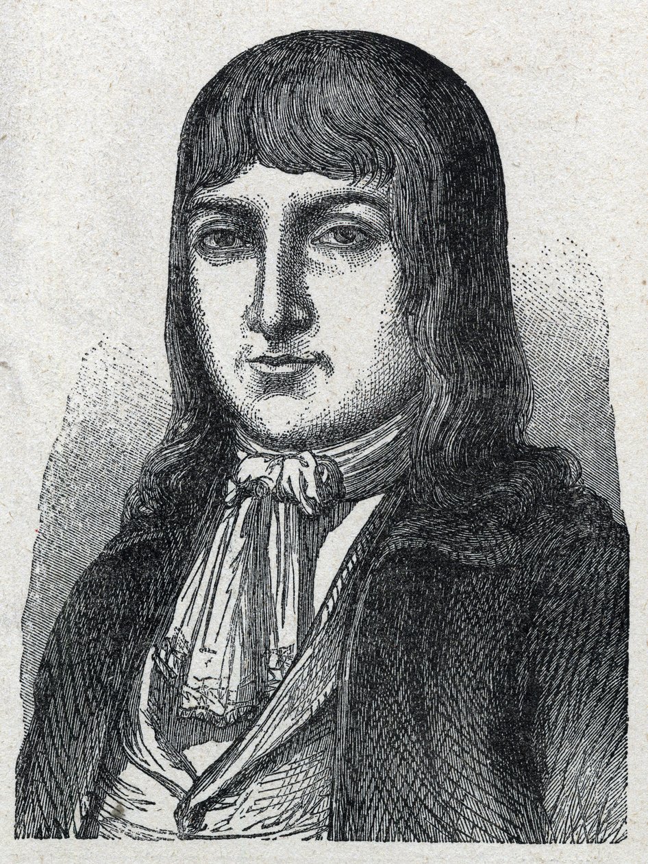 法国革命的厨师chouan（1762-1795）博伊沙迪（Bois hardy或Bois-Hardy）的骑士，业余爱好者杰罗姆-勒布拉斯-德-弗热的肖像，1889年的雕刻。私人收藏。 作者 法语学校