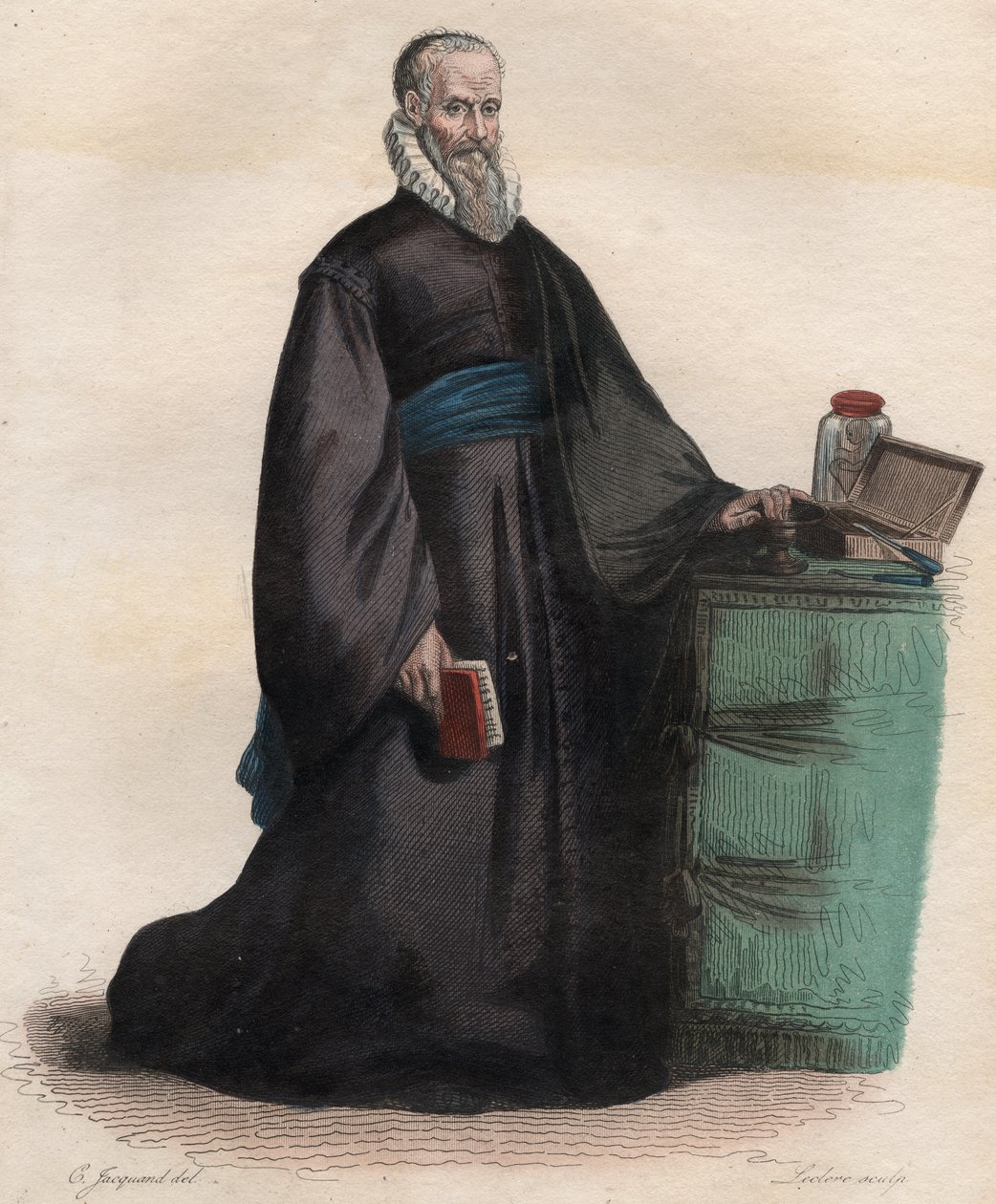 法国外科医生Ambroise Pare（1509-1590）的肖像。 作者 法语学校