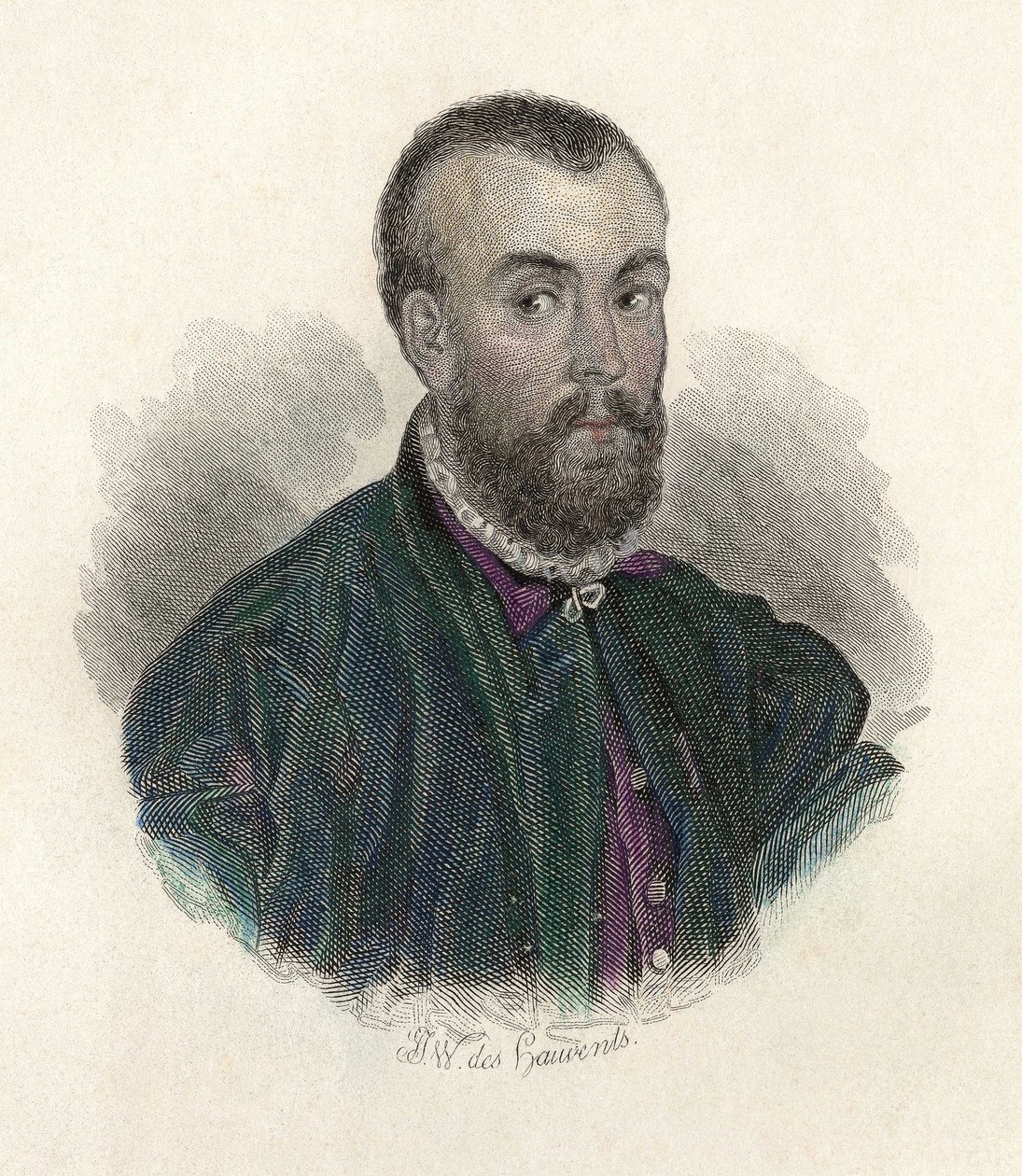 Andre Vesale (1514-1564) 的肖像，佛兰芒医生，曾在西班牙和意大利执业。 在“有用的人像”中 作者 法语学校