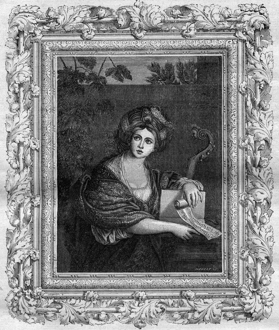 Anne Comnene（1083-1153）的画像，拜占庭皇帝Alexis I Comnene的女儿。雕刻于莫里斯-拉夏尔的 "穿越世纪的教皇-国王-王后-皇帝的历史"。 作者 法语学校