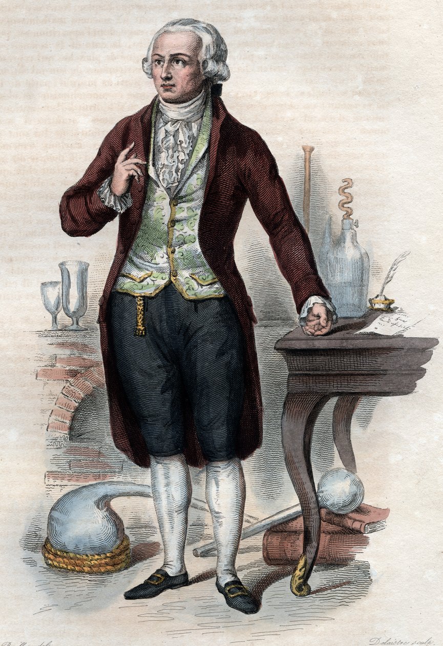 法国化学家Antoine Laurent Lavoisier（1743-1794）的肖像。 作者 法语学校