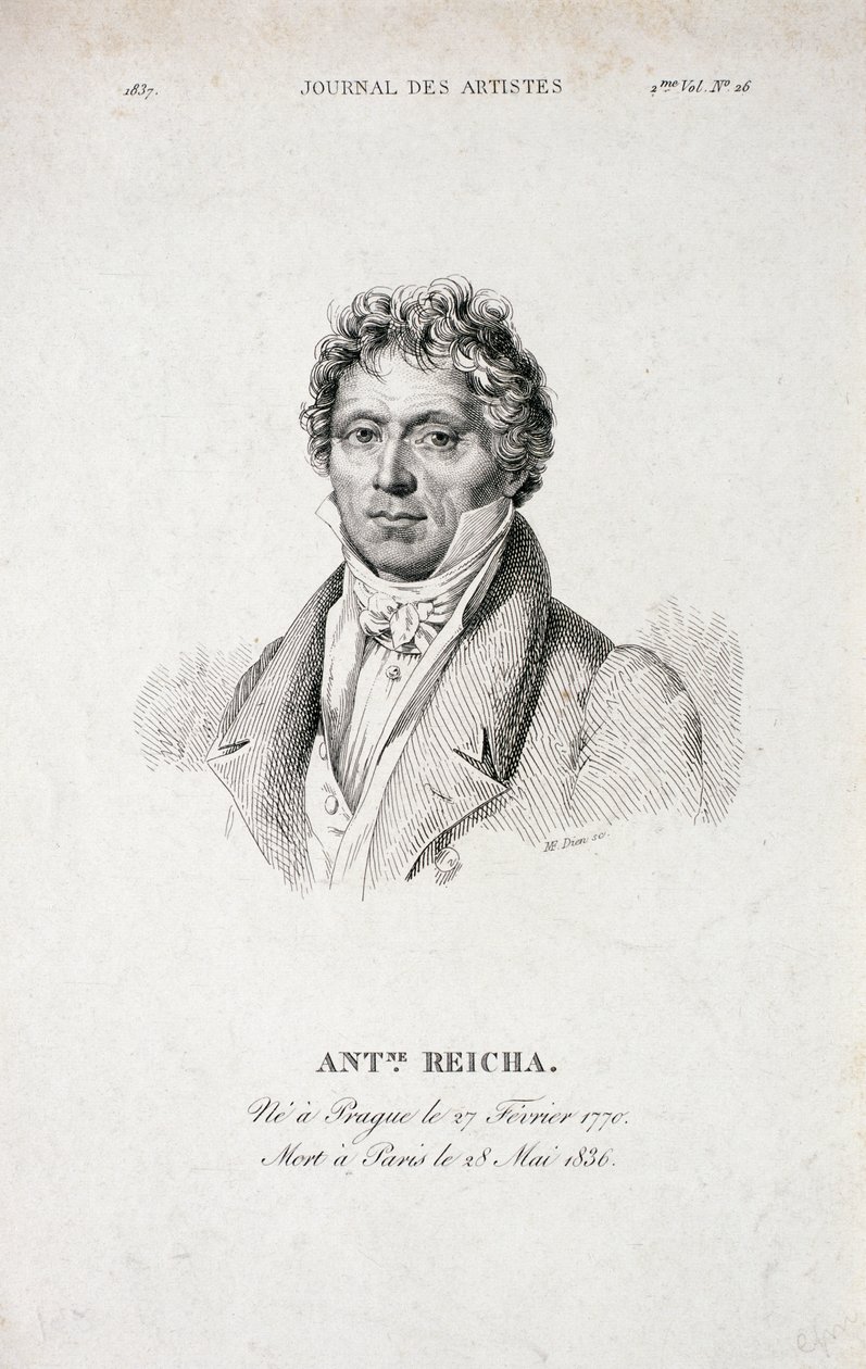 来自艺术家杂志的Antoine Reicha（1770-1836）的肖像 作者 法语学校