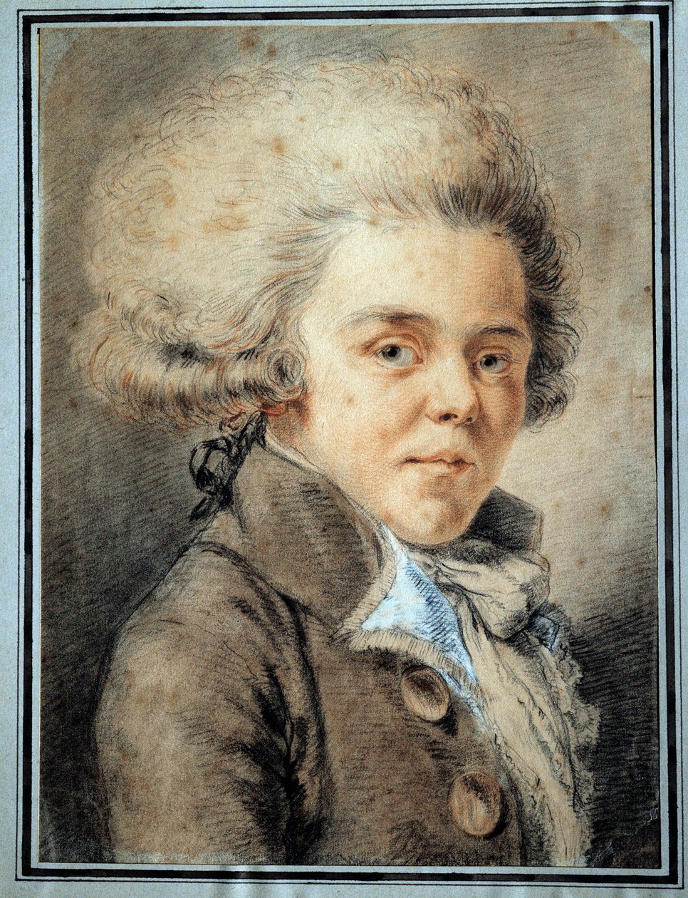 安托万·德·里瓦罗 (Antoine de Rivarol) 的肖像 (1753-1801) 法国辩论家和作家 法国画派水彩画 作者 法语学校