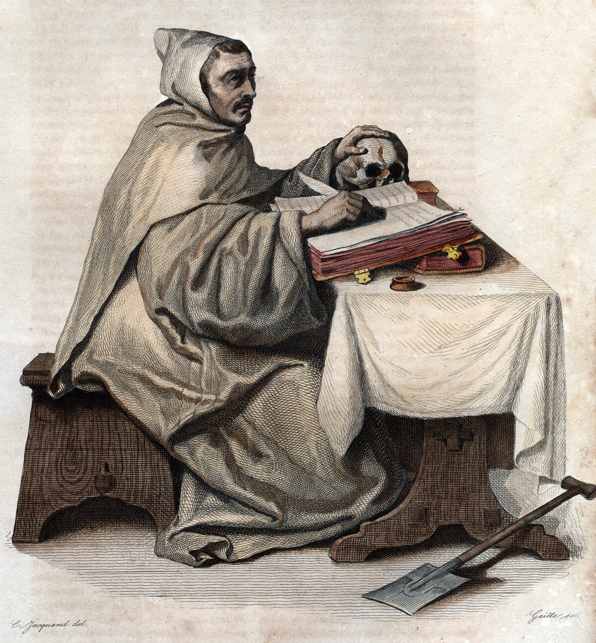 Armand Jean le Bouthillier de Rance（1626-1700）的肖像，法国方丈和Trappist Cistercians的创始人。 作者 法语学校