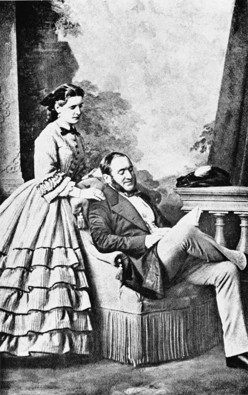 Geonges Eugene Haussmann男爵（1809-91）和他的女儿，来自伦敦男爵奥斯曼的生活和时代，Weidenfeld和Nicholson，19世纪的肖像 作者 法语学校