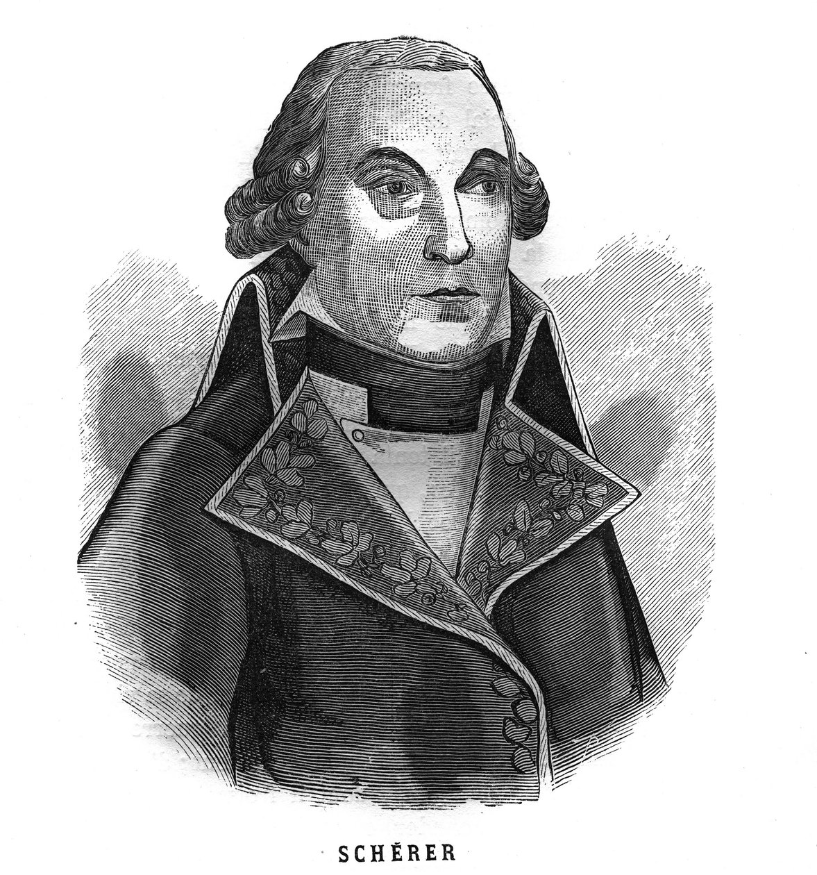 巴特雷米-路易斯-约瑟夫-舍尔（1747-1804）的肖像，战争部长。载于 "1789年至1880年法国军队插图 "的雕版画 作者 法语学校