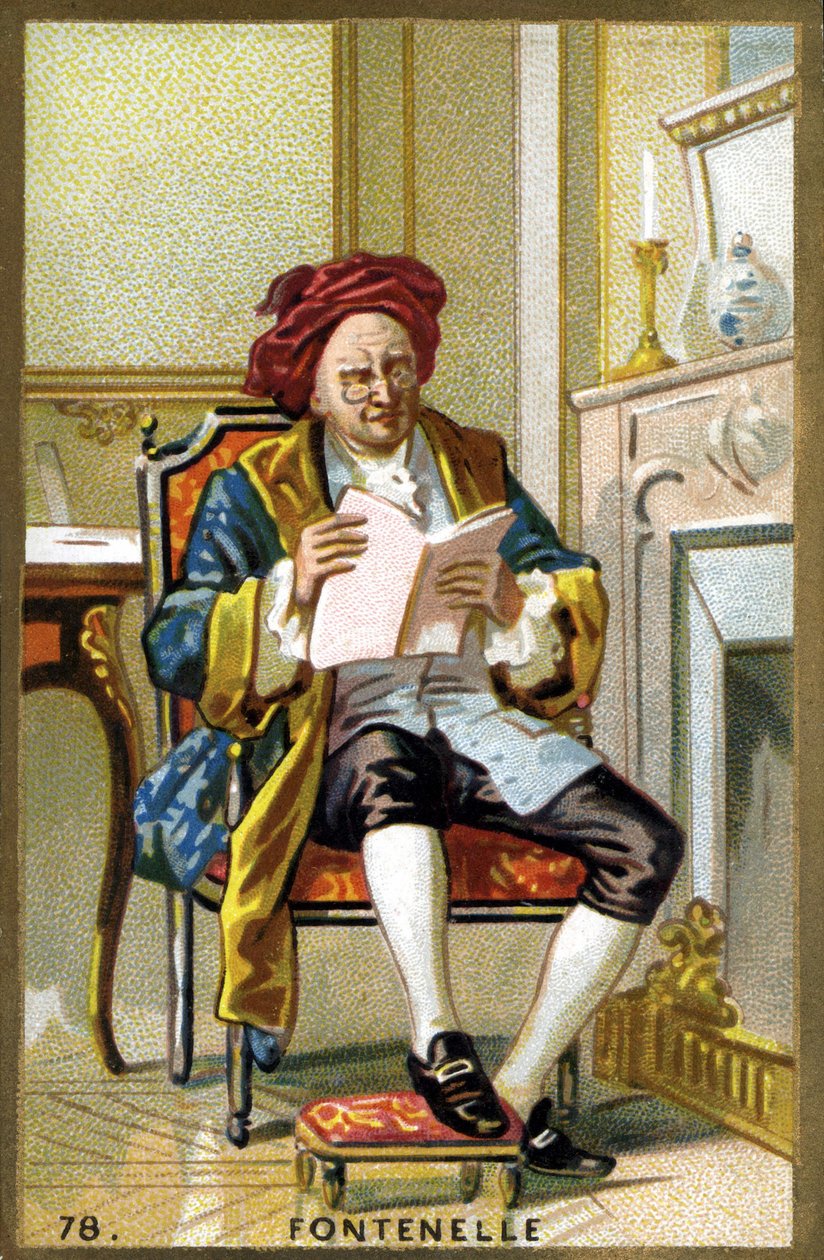 伯纳德-勒布耶（Le Bovier）的肖像，作者是丰特奈尔（1657-1757）。19世纪末的彩色石版画。 作者 法语学校