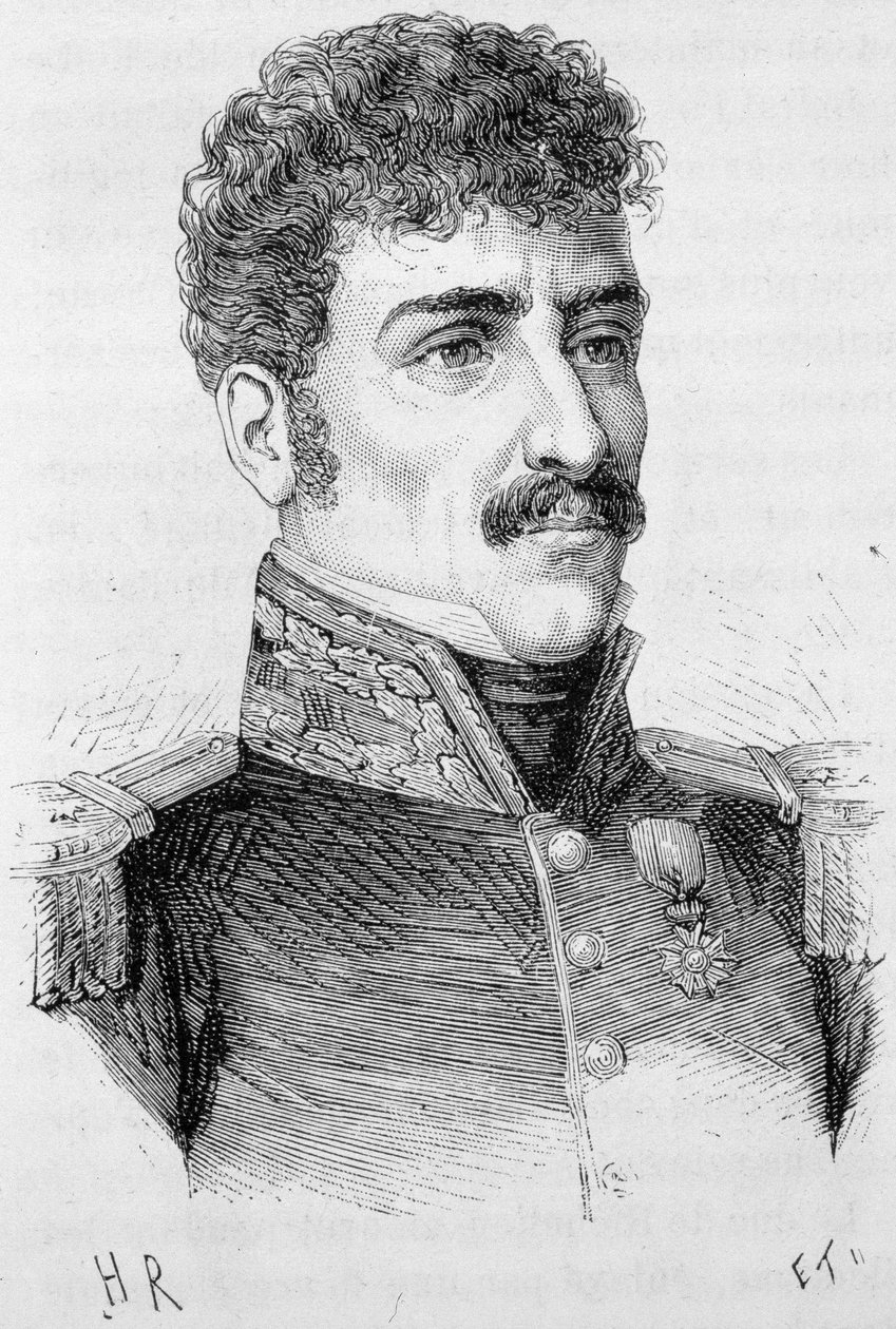 法国将军贝尔通（Jean Baptiste Breton dit）（1769 - 1822）的肖像--载于亨利-马丁的《法国历史》中 作者 法语学校