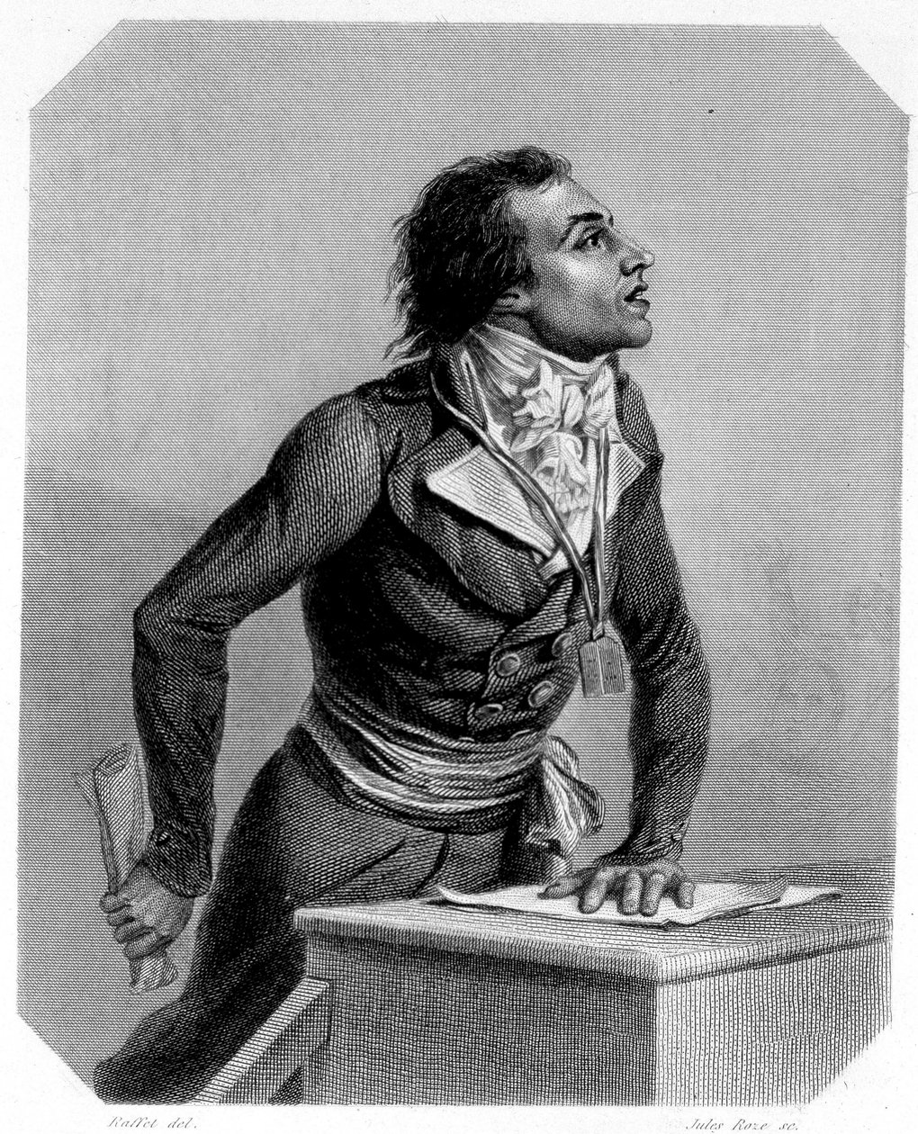 Bertrand Barère de Vieuzac (1755-1841) 的肖像，法国政治家。 在拉马丁的“吉伦特派的历史”中 作者 法语学校